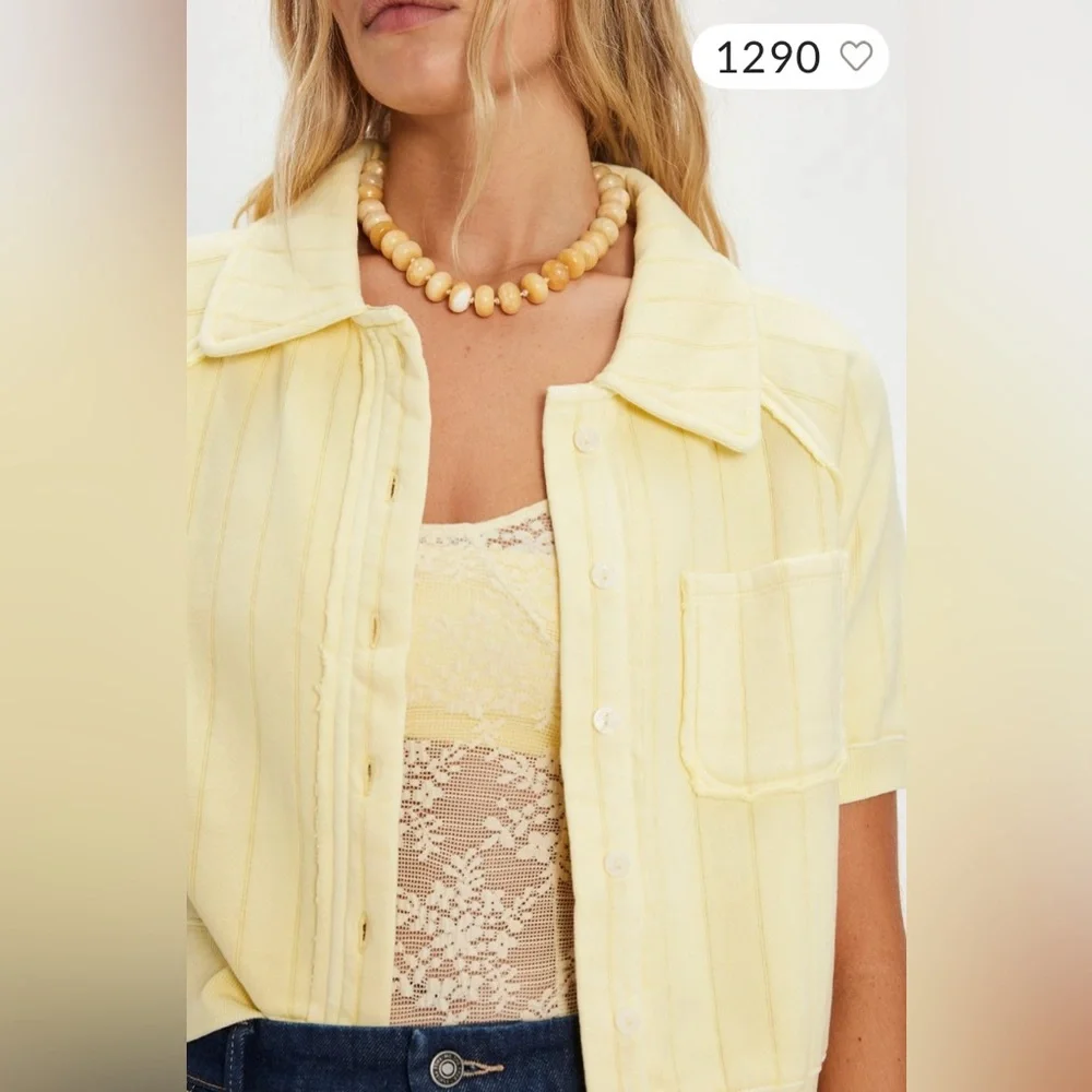 On Point Sweatshirt Polo Free People In Butter - Picture 4 of 5